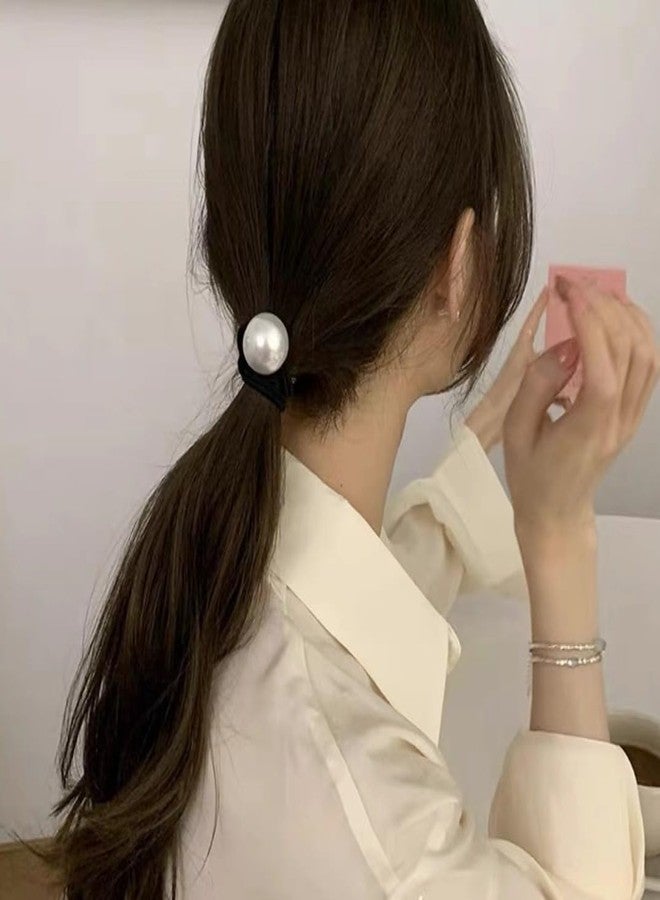 ايوبوك ربطات شعر فرنسية مزينة باللؤلؤ - ربطات شعر مطاطية أنيقة وإكسسوارات للشعر الكثيف للنساء، وذيل الحصان العالي، وللفتيات - Image 4